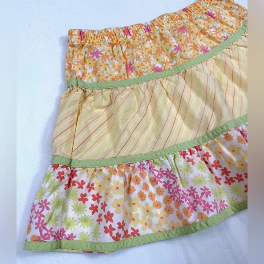 GYMBOREE VINTAGE Freshly Picked Floral Yellow‎ Cottagecore Tiered Skirt Size 6